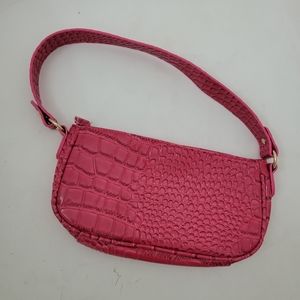 Hot Pink Y2K style Crocodile Embossed Shoulder Bag